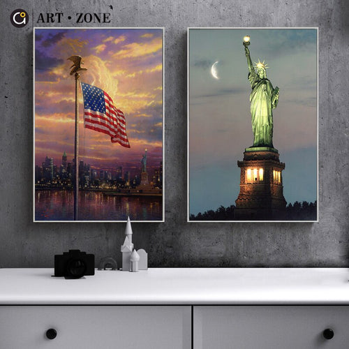 1Statue Of Liberty And United States Flag